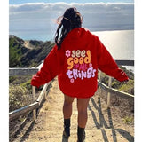 Fancy Back Printed Women Hoodie Sweatshirt in Fleece fabric for winter wear