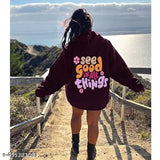 Fancy Back Printed Women Hoodie Sweatshirt in Fleece fabric for winter wear