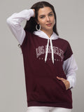 Women's Colorblocked Sweatshirt with Hoodies & Print (Wine)