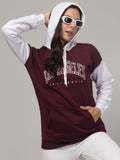 Women's Colorblocked Sweatshirt with Hoodies & Print (Wine)
