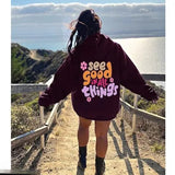 Fancy Back Printed Women Hoodie Sweatshirt in Fleece fabric for winter wear